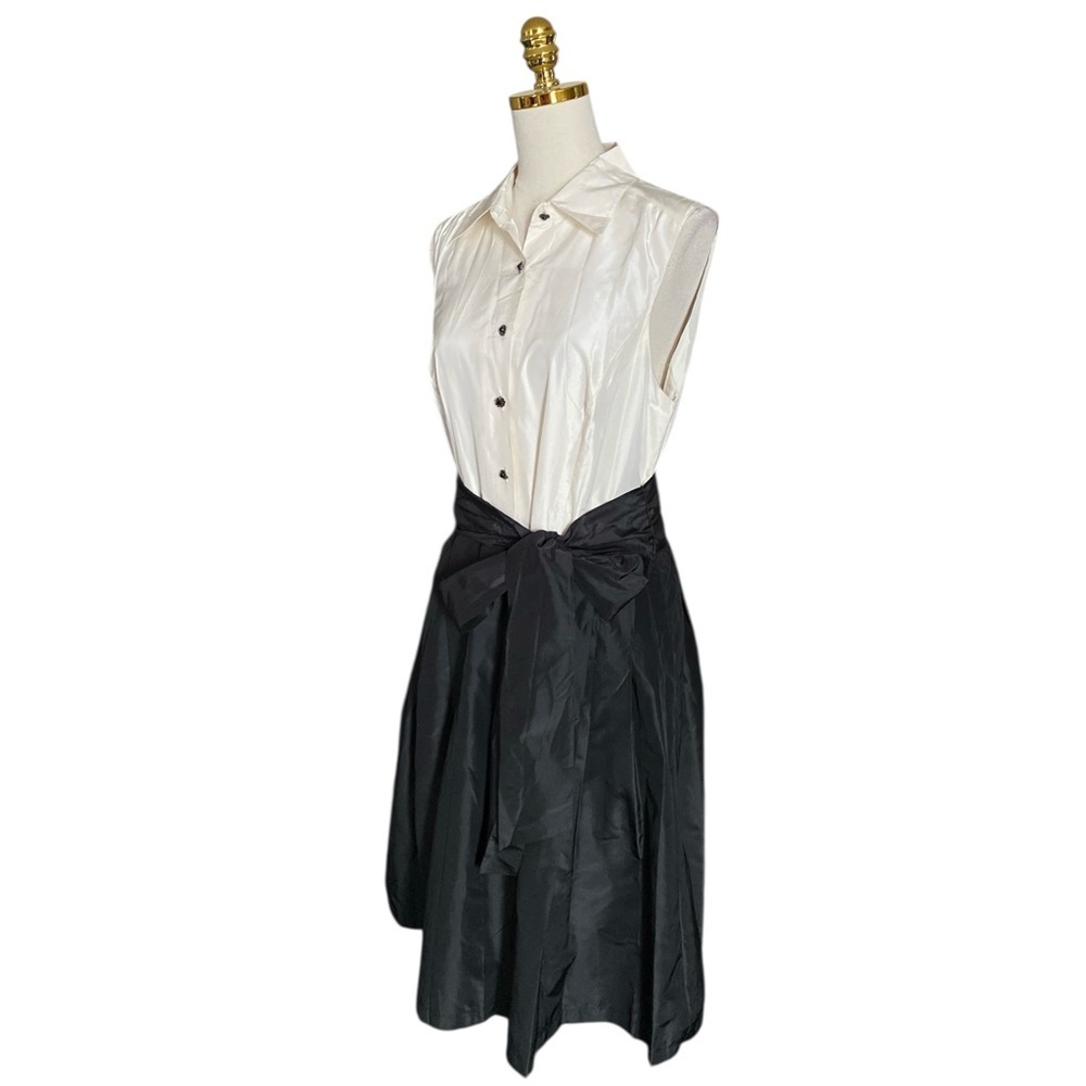 Neiman Marcus Exclusive Women’s Silk Two-Tone Taffeta Sleeveless Shirt Dress 16 - Picture 5 of 8